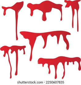 Conjunto de sangre roja goteante aislada en un fondo blanco, Vector SVG