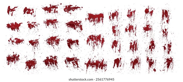 Set of dripping red blood splash background. Seamless bundle of blood vector design. red blood splatter collection