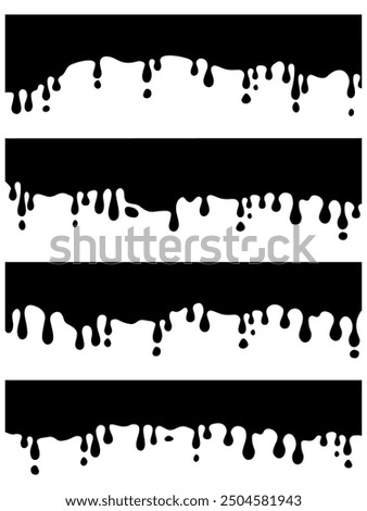 Set of dripping style decoration materials, dripping ink, painted silhouettes