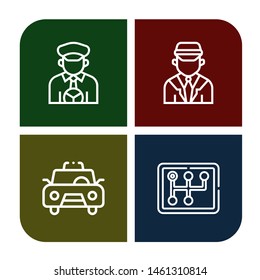 Set of driver icons such as Taxi driver, Chauffeur, Taxi, Gearstick , driver