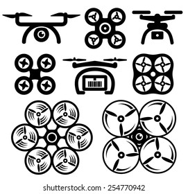 Set of drone icons. Vector illustration.