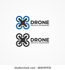 Set of drone logo isolated on white background. Set of drone service and accessories labels, badges and design elements. Vector Illustration