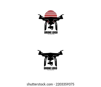 Set of drone silhouette logo design collection