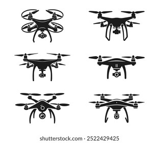 set of drone silhouette vector illustration