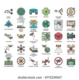 Set of Drone thin line and pixel perfect icons for any web and app project. 