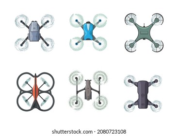 A set of drones top view