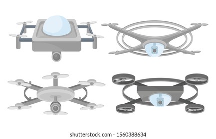 Set of drones. Vector illustration on a white background.