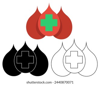Symbol "Blutstropfen einstellen". Bluttransfusionssymbol flache Design Vektor-Illustration