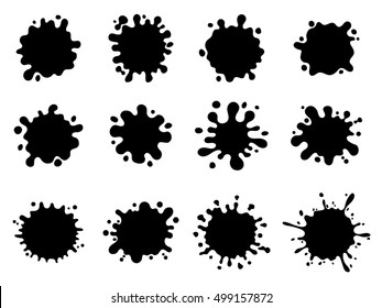 Set of drop, blot, splash. For liquid, milk, water, ink or paint. 