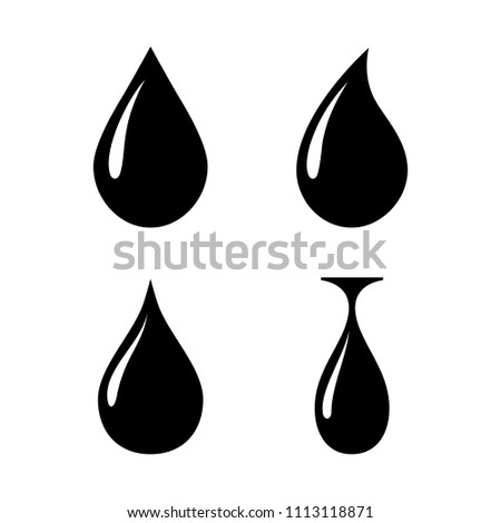 Set of drop icons. Dribble silhouette illustration
