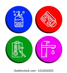 Set of drop icons such as Soap, Medicine, Temperature, Faucet , drop