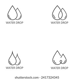 conjunto de iconos de línea de caída de agua vector