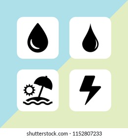 set with drop, sun umbrella, drop silhouette and storm vector icons for web and mobile app