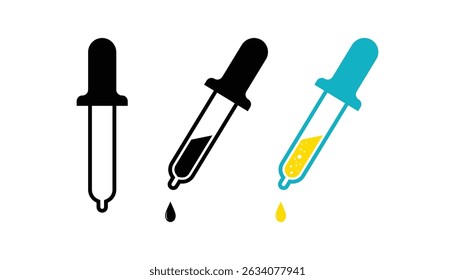 Set of dropper. chemistry icon. dropper with drop of liquid. vector icon