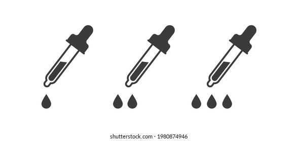 Set of Dropper vector flat pictogram illustration isolated on white background