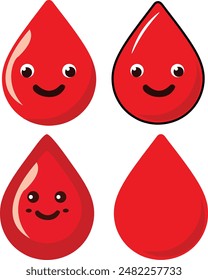 set of drops of blood in an illustrative vector for menstration campaign