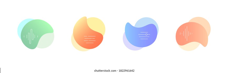 Set of drops. Bubbles in trendy color gradients. Information boxes, message types. Icons with place for text. Vector file.
