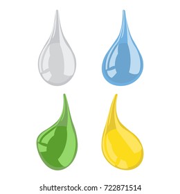 Set of drops. Clean and dirty water. Oil vector