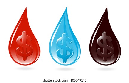 Set of drops with dollar sign