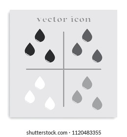 Set of drops flat black and white vector icon.
