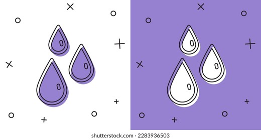 Set Drops of honey icon isolated on white and purple background. Honey cells symbol. Sweet natural food.  Vector