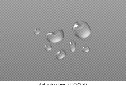 Set Drops icons. Transparent drop on a transparent background. Water drop.Texture on isolated background. Icon for banner and websites.