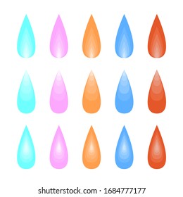 Set of drops. Isolated on white.
