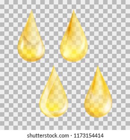 Set of drops in yellow colors. Illustrations isolated on transparent background. Graphic concept for your design
