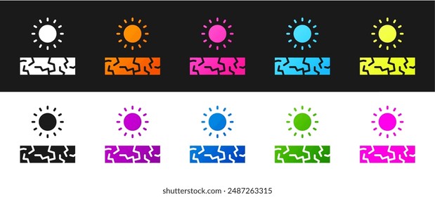 Set Drought icon isolated on black and white background.  Vector