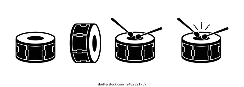 Set of Drum band icons collection. Hitting drum music symbol. Vector Illustration.