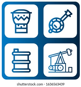 Set of drum icons. Such as Bongo, Banjo, Barrel, Pumpjack , drum icons
