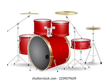 set of drum kit isolated on white