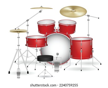 set of drum kit isolated on white