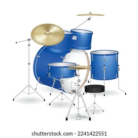 set of drum kit isolated on white