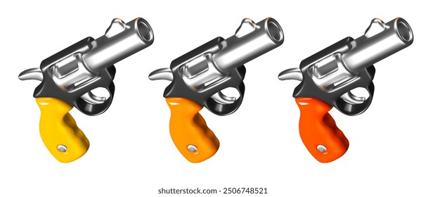 Set of drum revolvers of different colors. Vector templates on white background
