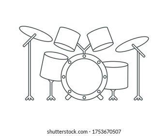 Set of drum vector in line / black and white style