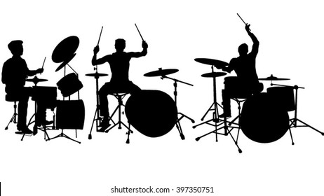 Set of drummer silhouette 