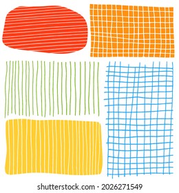 Set of drwawing striped, squared backgronds