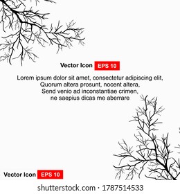 Set of dry tree branch silhouette, isolated on white background