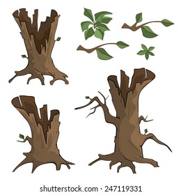 Set of dry trees cartoon 