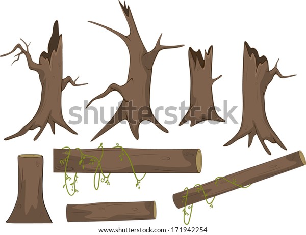 Vector De Stock Libre De Regalias Sobre Dibujos Animados Sobre Arboles Secos171942254