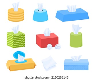 Set of dry and wet wipes. Vector illustration on a white background