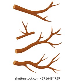 Conjunto de ramas de madera secas diseño de Plantilla de Ilustración vectorial de color plano