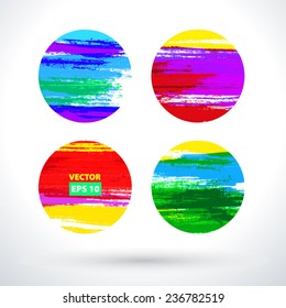 Set of dry-brush colored splotches. Vector illustration 