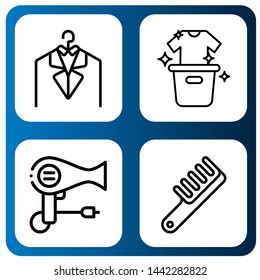 Set of dryer icons such as Laundry, Hair dryer, Comb , dryer