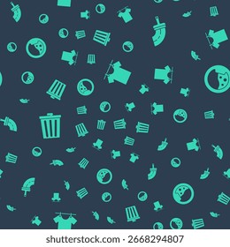 Set Drying clothes, Rubber cleaner for windows, Trash can and Washer on seamless pattern. Vector