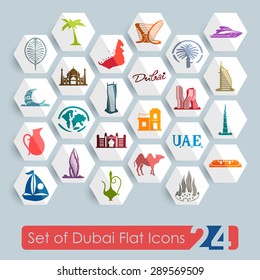 Set of Dubai flat icons for Web and Mobile Applications