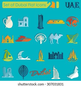 Set of Dubai flat icons for Web and Mobile Applications