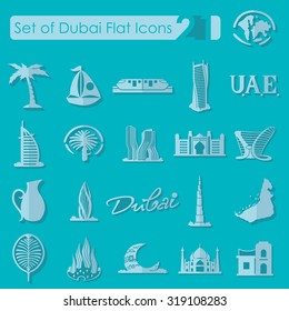 Set of Dubai flat icons for Web and Mobile Applications