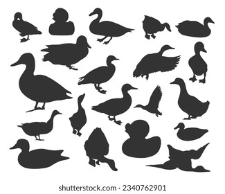 set of duck black silhouette